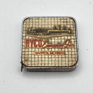 Barlow Tape Measure Vintage Advertising RYCO / Metal / Mid-Century / Warren, MI